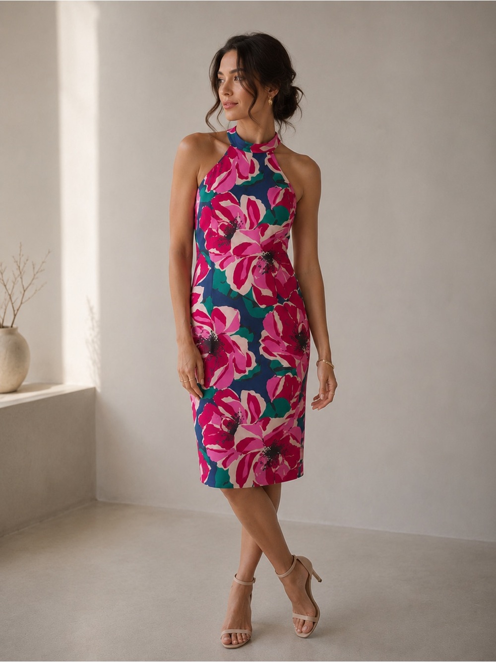 TRINA TURK Emotion‎ Abstract Halter Ponte Dress